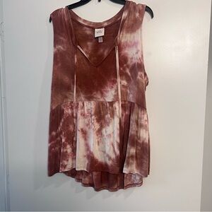 Knox Rose Maroon Tie-Dye Tank Top